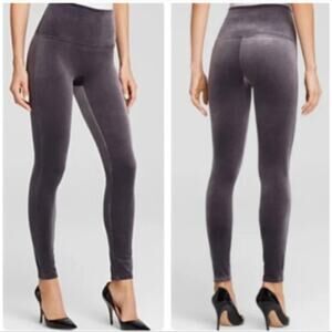 SPANX Gray Silver Velvet Velour Leggings M BNWT Fall Winter Lounge